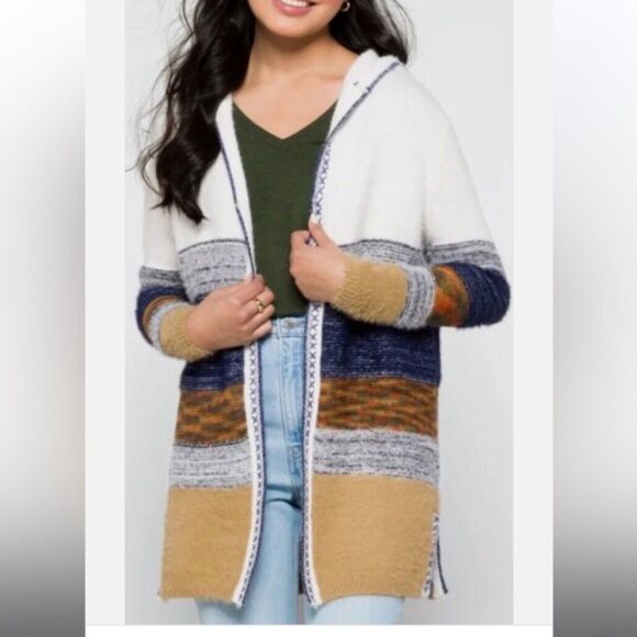 Fate Sweaters - Fate Siana Stitch Hooded Cardigan Sweater NWOT Size Small S